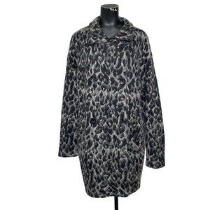 NEW Free People Wild Thing Gray & Black Leopard Animal Print Coat